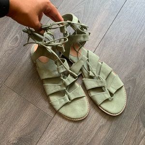 Old Navy Sage Suede Lace Up Sandals